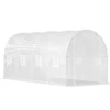 Walk-in Tunnel Greenhouse, 12 x 7 x 7 ft Portable Plant Hot House w/ Galvanized Steel Hoops, 1 Top Beam, Diagonal Poles, Zippered Door & 6 Roll-up Windows, Green 