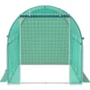 Walk-in Tunnel Greenhouse, 9.8 x 6.6 x 6.6 ft Portable Plant Hot House w/ Galvanized Steel Hoops, 1 Top Beam, Diagonal Poles, Zippered Door & 6 Roll-up Windows, Green  - Image 8
