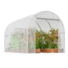Walk-in Tunnel Greenhouse 19.36x9.68x7.4ft Galvanized Frame PE Cover Green