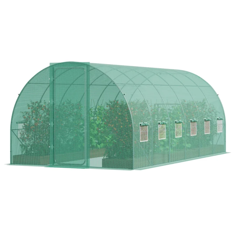 Walk-in Greenhouse, 55.5" x 56.1" x 78.7" Greenhouse for Outdoors with PE Cover, 2 Tiers 8 Shelves, Roll-Up Zipper Door, Walk in Green House, Portable Plant Garden Hot House for Backyard Outside  - Image 9