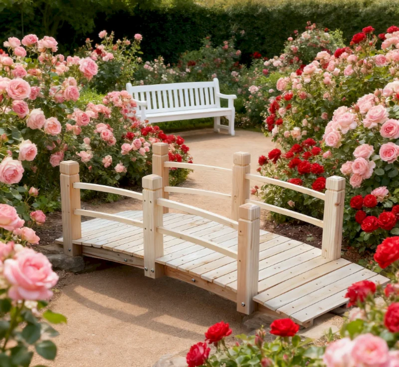Wooden Garden Bridge Arc Footbridge - Image 5