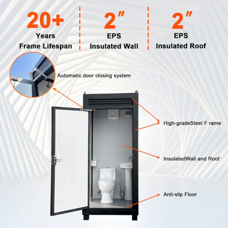 Person Portable Toilet Cabin – Outdoor Restroom with Light, Sink & Vent Fan  - Image 9
