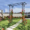 Metal Garden Arch L80.3'' x W20.47'' x H81.1'' Climbing Plants Support Rose Arch Outdoor Black