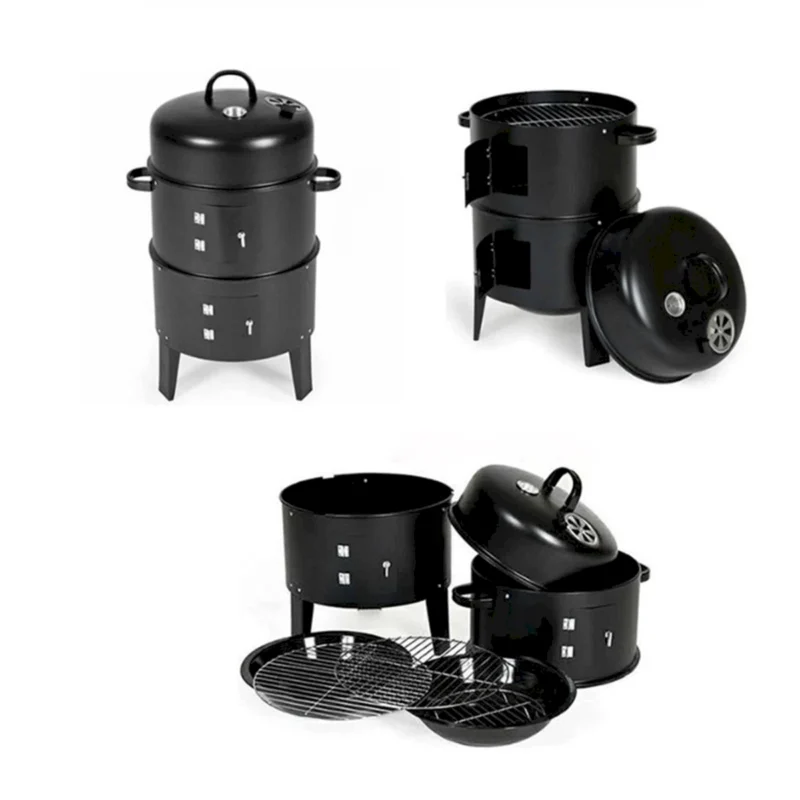 Outdoor double-layer grill, charcoal wood fired braising and smoking stove  - Image 11