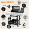Propane Grill 3 Burner Barbecue Grill Stainless Steel Gas Grill with Side Burner and Cover for Outdoor BBQ, Camping - Image 17