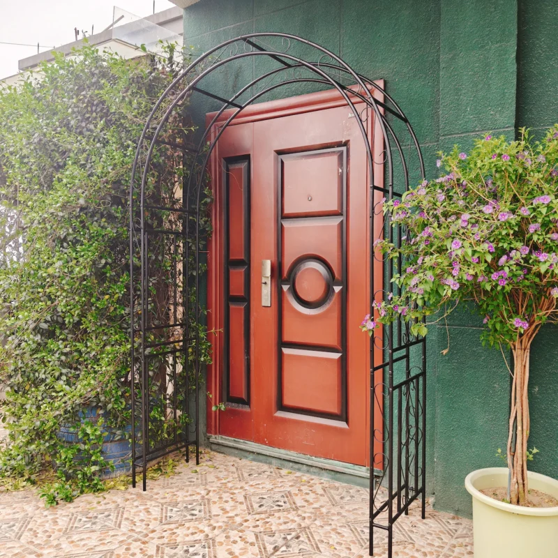 Metal Garden Arch L59'' x W17.71'' x H90.55'' Climbing Plants Support Rose Arch Outdoor Black - Image 16