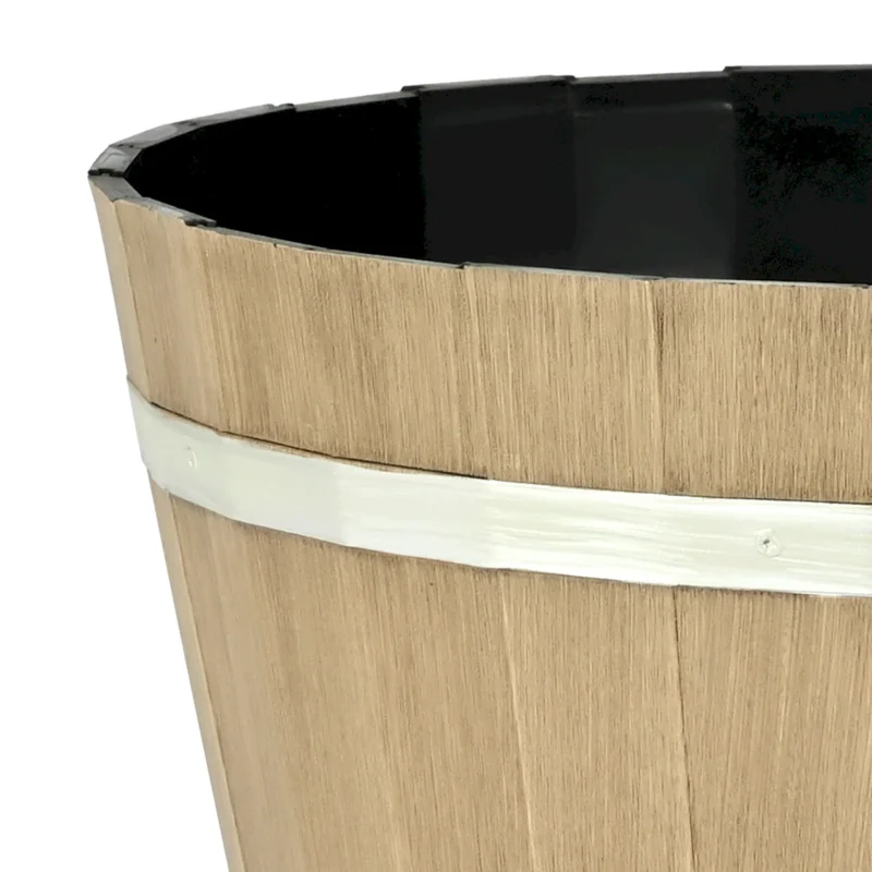 Resin Whiskey Barrel Planter Garden Flower Plant Pot 11.81 x 11.81 x 8.27 in - Image 3
