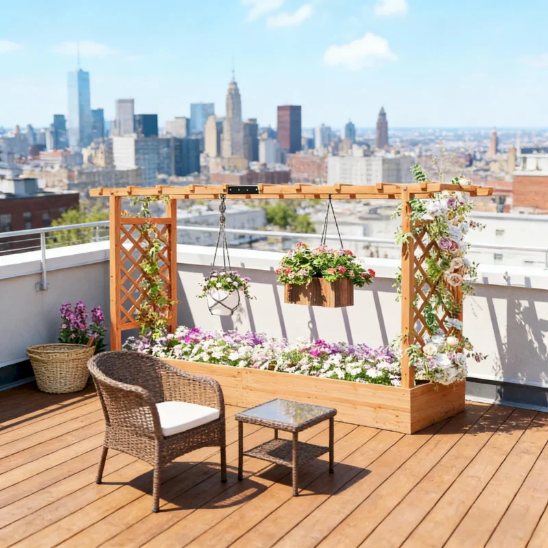 Wooden Planter Box,Trellis Planter,Raised Garden Bed - Image 2