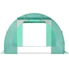 Walk-in Tunnel Greenhouse, 20 x 10 x 7 ft Portable Plant Hot House w/ Galvanized Steel Hoops, 3 Top Beams, Diagonal Poles, 2 Zippered Doors & 12 Roll-up Windows, Green - Image 9