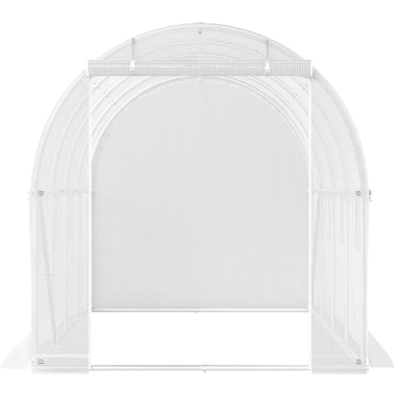 Walk-in Tunnel Greenhouse, 12 x 7 x 7 ft Portable Plant Hot House w/ Galvanized Steel Hoops, 1 Top Beam, Diagonal Poles, Zippered Door & 6 Roll-up Windows, Green  - Image 7