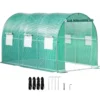 Walk-in Tunnel Greenhouse, 9.8 x 6.6 x 6.6 ft Portable Plant Hot House w/ Galvanized Steel Hoops, 1 Top Beam, Diagonal Poles, Zippered Door & 6 Roll-up Windows, Green 