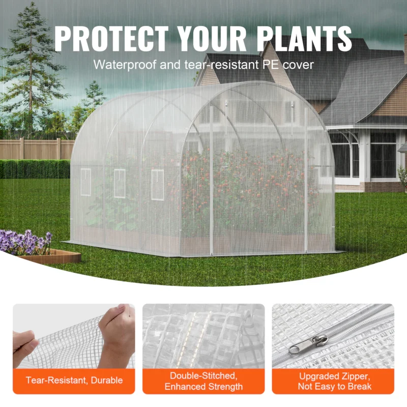 Walk-in Tunnel Greenhouse 19.36x9.68x7.4ft Galvanized Frame PE Cover Green - Image 9