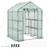 Walk-in Tunnel Greenhouse, 15 x 6.5 x 7 ft Portable Plant Hot House w/ Galvanized Steel Hoops, 1 Top Beam, Diagonal Poles, Zippered Door & 8 Roll-up Windows, White - Image 11