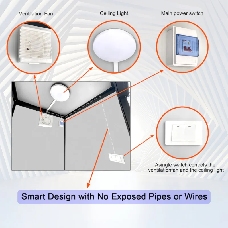 Person Portable Toilet Cabin – Outdoor Restroom with Light, Sink & Vent Fan  - Image 8