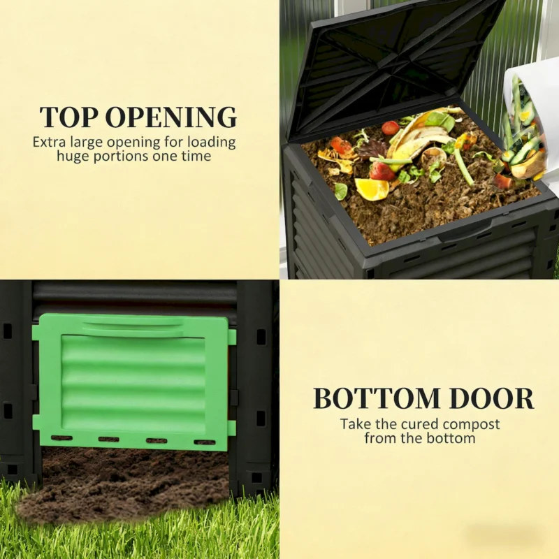 Outdoor Large Capacity Composter,Garden Compost Bin,Fertile Soil Aerating Box - Image 7