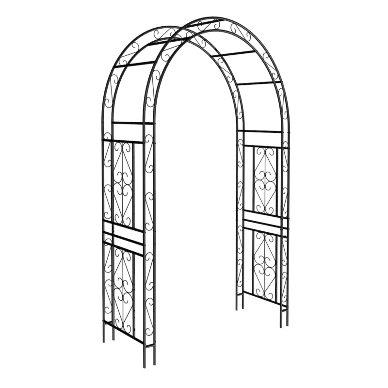 Metal Garden Arch L59'' x W17.71'' x H90.55'' Climbing Plants Support Rose Arch Outdoor Black - Image 15