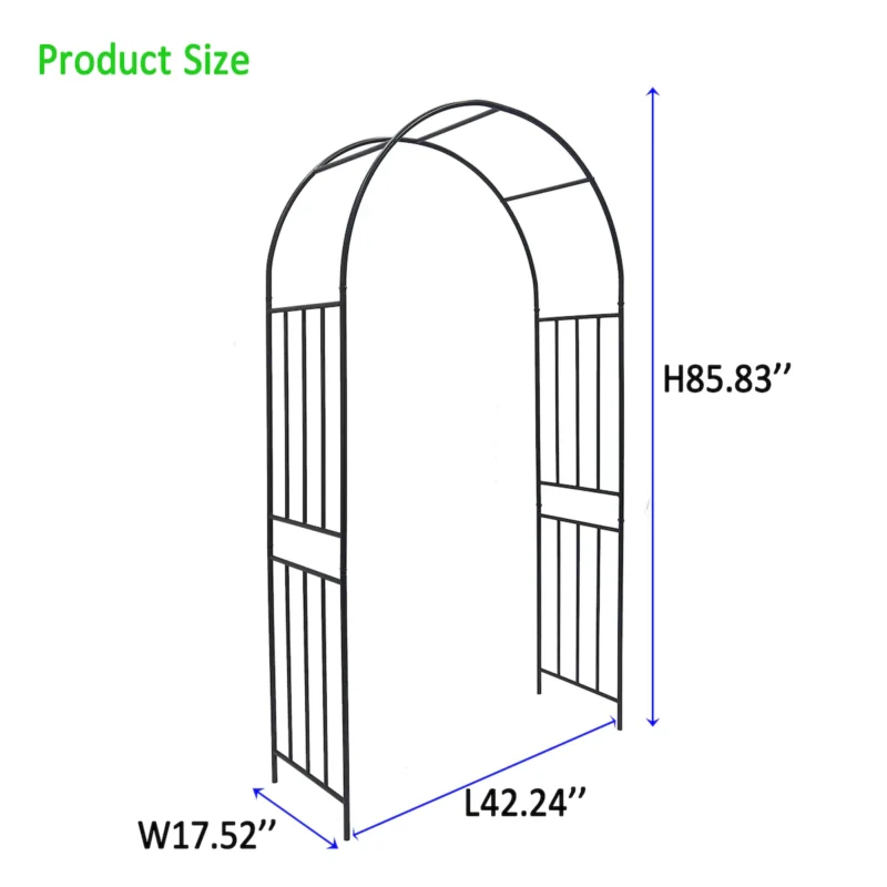 Metal Garden Arch L42.24'' x W17.52'' x H85.82'' Climbing Plants Support Rose Arch Outdoor Black - Image 10
