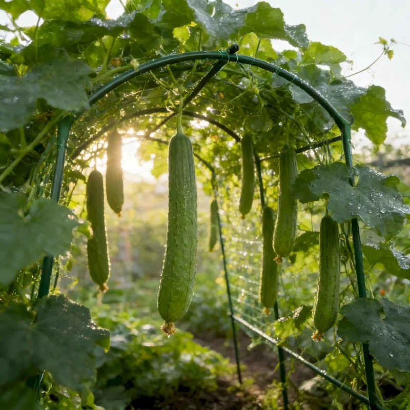 Heavy Duty 20mm Large Diameter Metal Cucumber & Loofah Trellis, U-Shape Garden Arch for Raised Bed, Climbing Vegetable Plant Support - Image 4