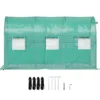 Walk-in Tunnel Greenhouse, 9.8 x 6.6 x 6.6 ft Portable Plant Hot House w/ Galvanized Steel Hoops, 1 Top Beam, Diagonal Poles, Zippered Door & 6 Roll-up Windows, Green  - Image 7