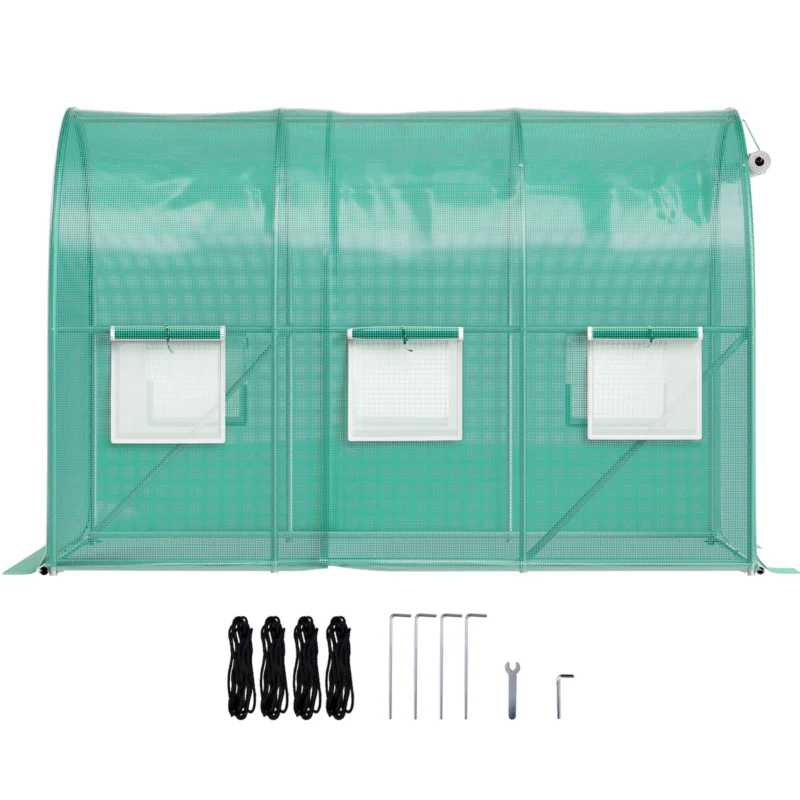 Walk-in Tunnel Greenhouse 9.58x6.43x6.23ft Galvanized Frame PE Cover White - Image 7