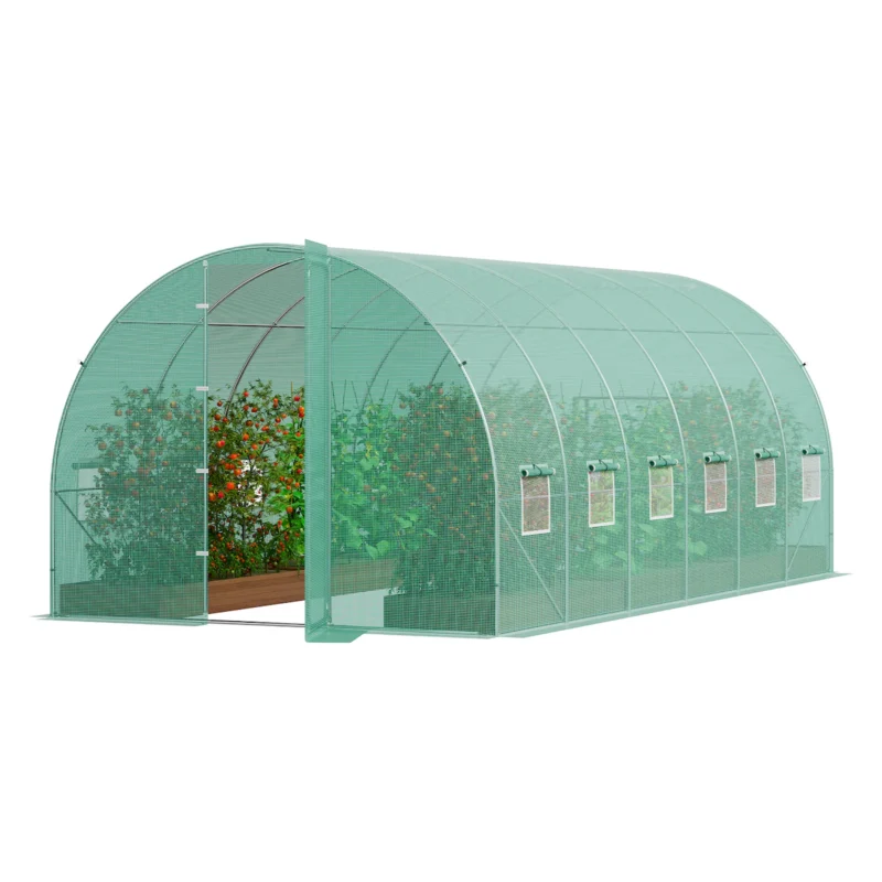 Walk-in Greenhouse, 55.5" x 56.1" x 78.7" Greenhouse for Outdoors with PE Cover, 2 Tiers 8 Shelves, Roll-Up Zipper Door, Walk in Green House, Portable Plant Garden Hot House for Backyard Outside  - Image 7
