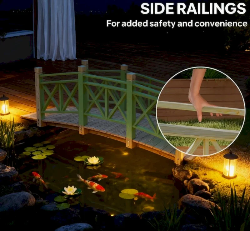 Garden Bridge Footbridge for Backyard Ponds, Creeks, Streams,Wooden Garden Bridge - Image 6