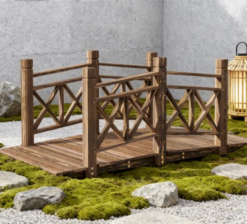 Garden Bridge,Wooden Garden Bridge Footbridge for Backyard Ponds, Creeks, Streams - Image 6