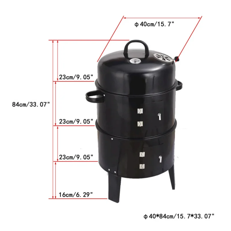 Outdoor double-layer grill, charcoal wood fired braising and smoking stove  - Image 9
