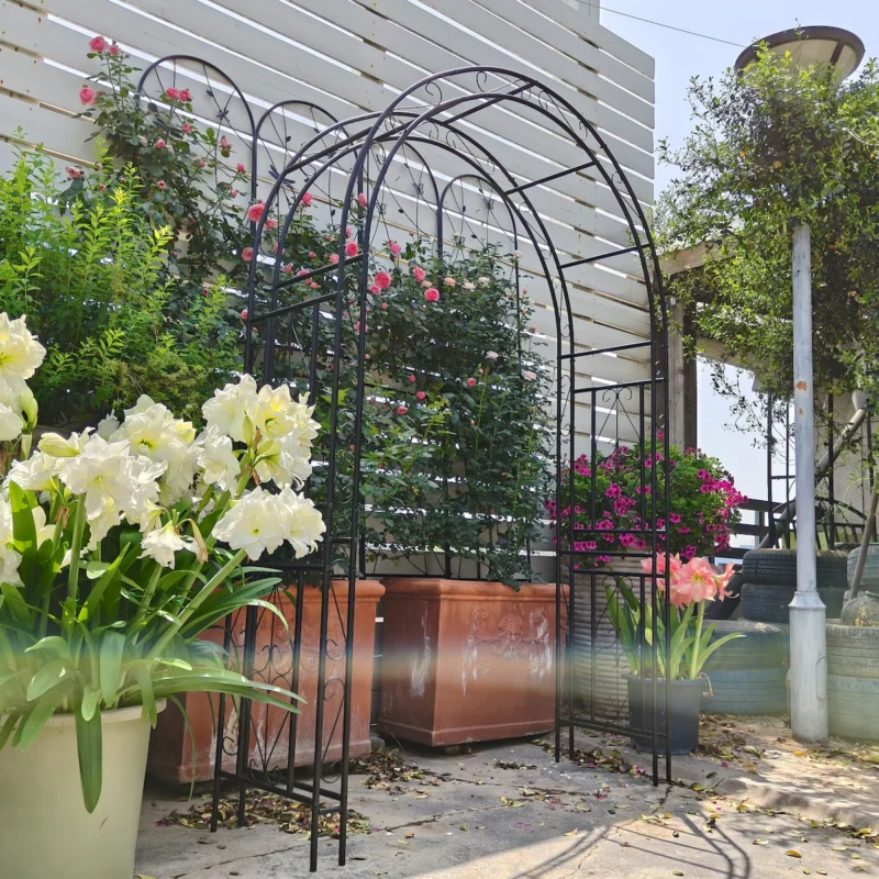 Metal Garden Arch L59'' x W17.71'' x H90.55'' Climbing Plants Support Rose Arch Outdoor Black - Image 14