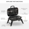 Outsunny 14" Portable Charcoal Grill, Tabletop Small BBQ Grill for Outdoor Cooking, Camping, Tailgating, Enamel Coated, Vent, Folding Legs, Black - Image 6
