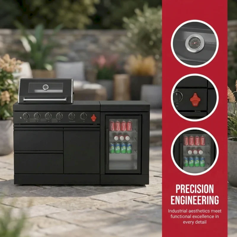 65-Inch 4-Burner 72000 BTU Deluxe Stainless Steel Propane Gas Outdoor Kitchen Bar Barbecue Island Grill + Wine Cooler Compact Refrigerator + Marble Countertops  - Image 8