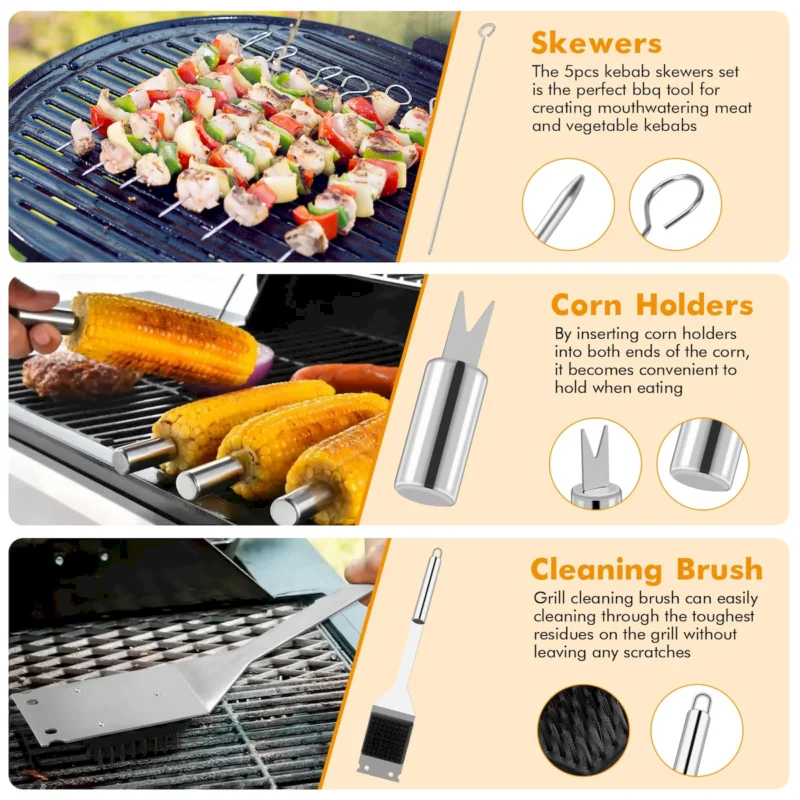 15 Pcs Stainless Steel Grill Utensils Set - Image 5
