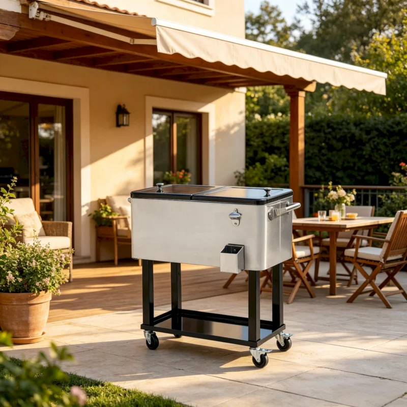 Outdoor Drink Cooler Cart,Mobile Cooling Bins,Ice Chest - Image 14