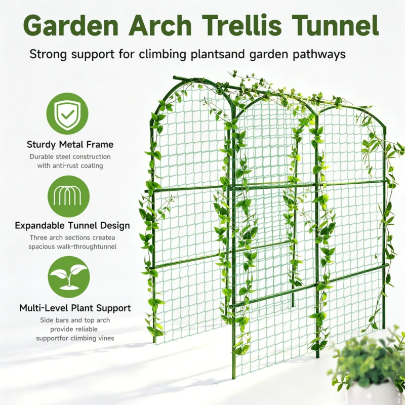 Heavy Duty 20mm Large Diameter Metal Cucumber & Loofah Trellis, U-Shape Garden Arch for Raised Bed, Climbing Vegetable Plant Support - Image 3