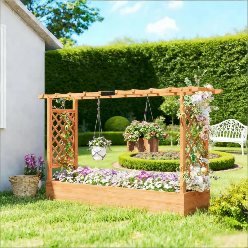 Wooden Planter Box,Trellis Planter,Raised Garden Bed - Image 8