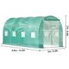 Walk-in Tunnel Greenhouse, 14.8 x 6.6 x 6.6 ft Portable Plant Hot House w/ Galvanized Steel Hoops, 1 Top Beam, Diagonal Poles, Zippered Door & 8 Roll-up Windows, Green - Image 8