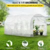 Walk-in Tunnel Greenhouse, 12 x 7 x 7 ft Portable Plant Hot House w/ Galvanized Steel Hoops, 1 Top Beam, Diagonal Poles, Zippered Door & 6 Roll-up Windows, Green  - Image 5