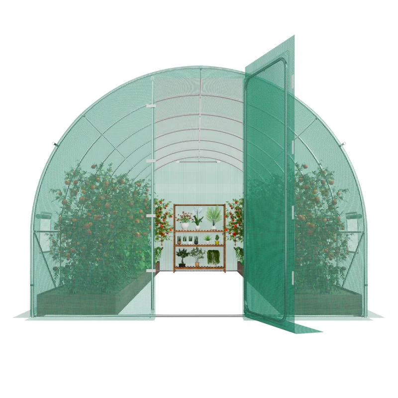 Walk-in Greenhouse, 55.5" x 56.1" x 78.7" Greenhouse for Outdoors with PE Cover, 2 Tiers 8 Shelves, Roll-Up Zipper Door, Walk in Green House, Portable Plant Garden Hot House for Backyard Outside  - Image 6