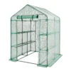 Walk-in Tunnel Greenhouse, 15 x 6.5 x 7 ft Portable Plant Hot House w/ Galvanized Steel Hoops, 1 Top Beam, Diagonal Poles, Zippered Door & 8 Roll-up Windows, White - Image 9