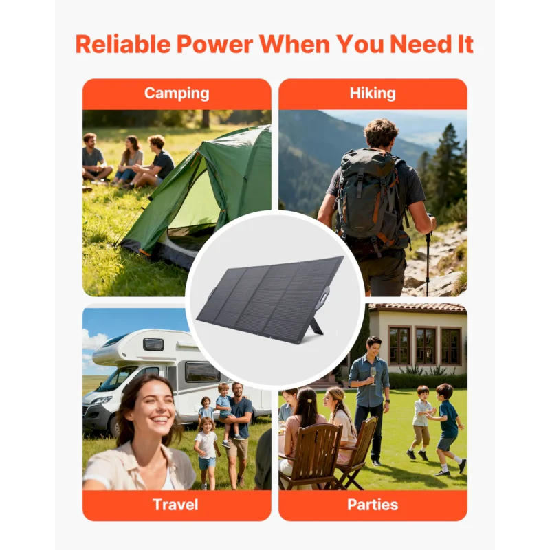 400W Foldable Solar Panel, 24% High-Efficiency Portable Monocrystalline Solar Panel Charger with MC4 Output & 10-in-1 DC Adapter, IP67 Waterproof for Power Stations, Camping, Hiking Trips - Image 6