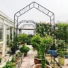 Metal Garden Arch L56.3'' x W16.93'' x H94.5'' Climbing Plants Support Rose Arch Outdoor Black - Image 4