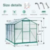 Polycarbonate Greenhouse,6'x 8' Heavy Duty Walk-in Plant Garden Greenhouse for Backyard/Outdoor - Image 6