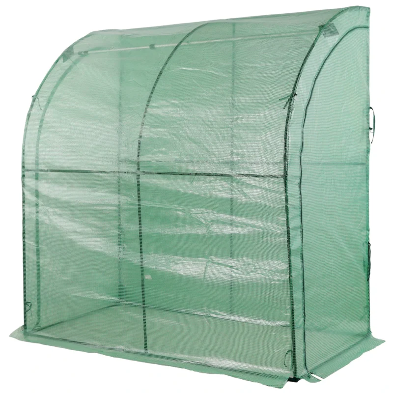 3 Tier Lean-To Portable Greenhouse, Heavy Duty Indoor Outdoor Garden Greenhouse with Wire Shelves, 2 Roll-Up Zipper Doors, Easy Assembly, 79"x39"x83", PE Weatherproof Cover - Image 8