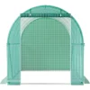 Walk-in Tunnel Greenhouse, 14.8 x 6.6 x 6.6 ft Portable Plant Hot House w/ Galvanized Steel Hoops, 1 Top Beam, Diagonal Poles, Zippered Door & 8 Roll-up Windows, Green - Image 7