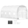 Walk-in Tunnel Greenhouse, 12 x 7 x 7 ft Portable Plant Hot House w/ Galvanized Steel Hoops, 1 Top Beam, Diagonal Poles, Zippered Door & 6 Roll-up Windows, Green  - Image 4