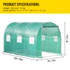 Walk-in Tunnel Greenhouse, 9.8 x 6.6 x 6.6 ft Portable Plant Hot House w/ Galvanized Steel Hoops, 1 Top Beam, Diagonal Poles, Zippered Door & 6 Roll-up Windows, Green  - Image 5