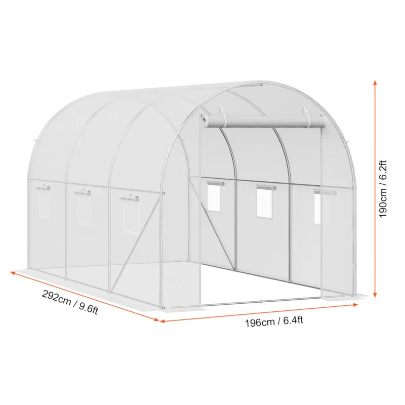 Walk-in Tunnel Greenhouse 19.36x9.68x7.4ft Galvanized Frame PE Cover Green - Image 6