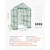 Walk-in Tunnel Greenhouse, 15 x 6.5 x 7 ft Portable Plant Hot House w/ Galvanized Steel Hoops, 1 Top Beam, Diagonal Poles, Zippered Door & 8 Roll-up Windows, White - Image 8