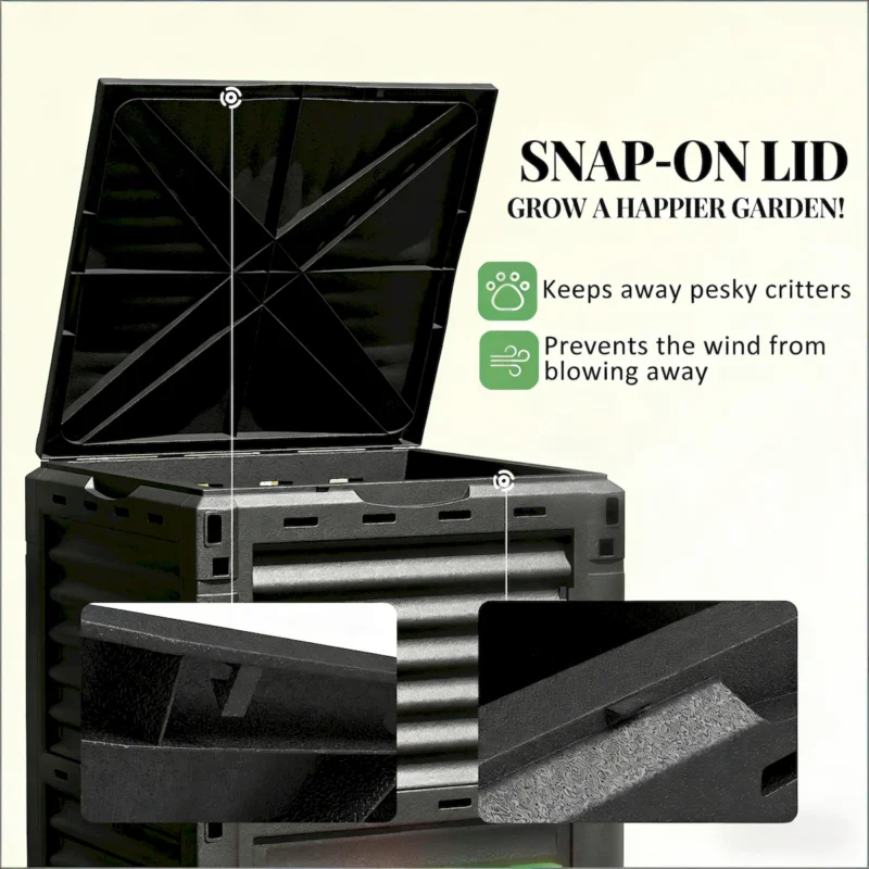 Outdoor Large Capacity Composter,Garden Compost Bin,Fertile Soil Aerating Box - Image 4