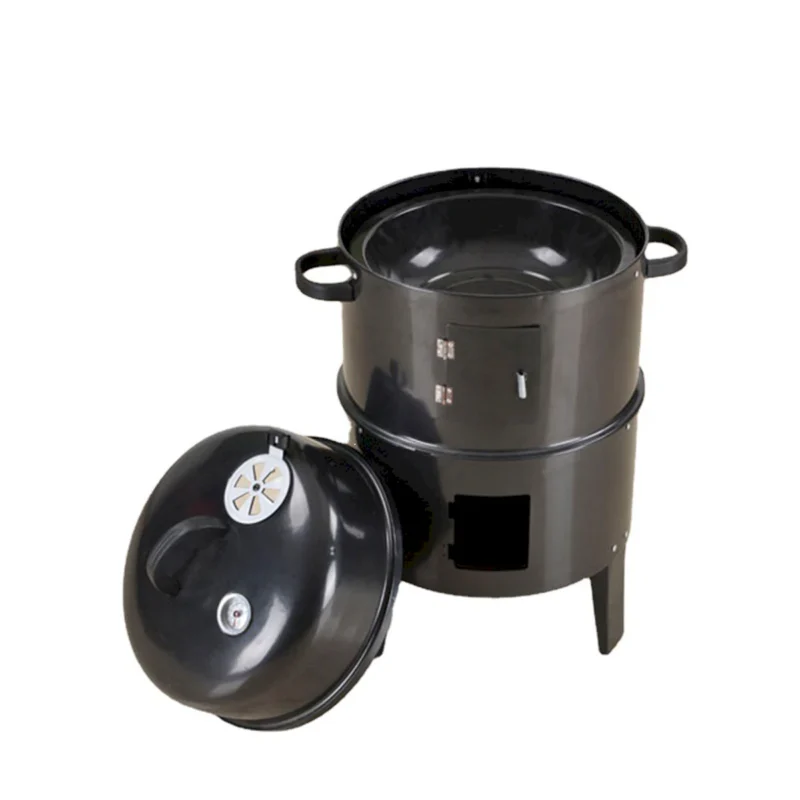 Outdoor double-layer grill, charcoal wood fired braising and smoking stove  - Image 7